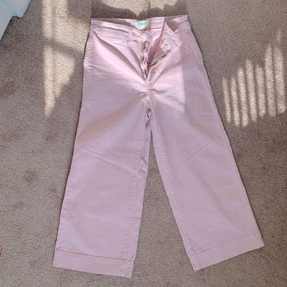 Madewell Emmett High Waist Crop Wide leg pink pants